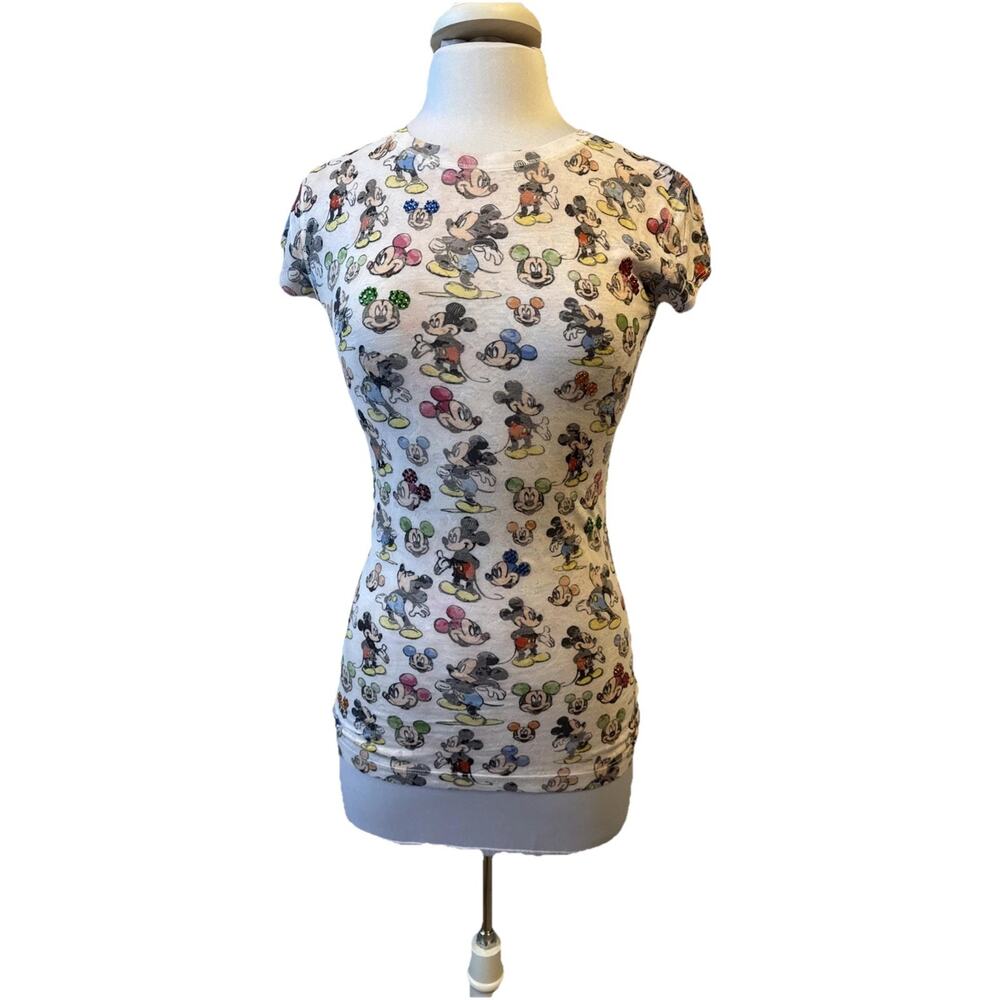 Disney Classic Collection Women's M Mickey Mouse Embellishedโ Rhinestone TShirt